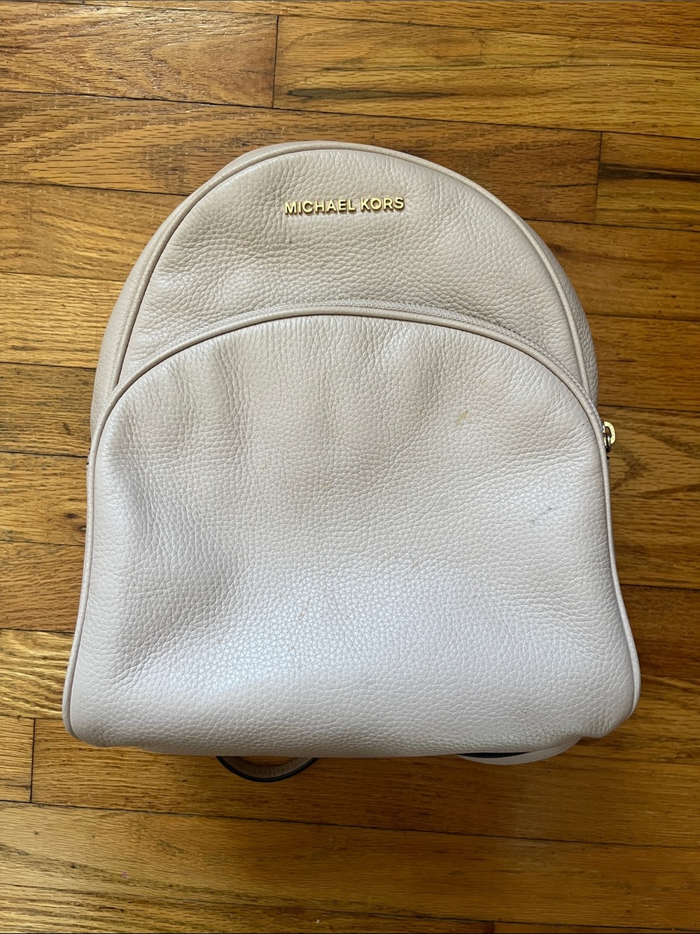 Michael Kors Light Pink Pebbled Leather Backpack with Gold Logo